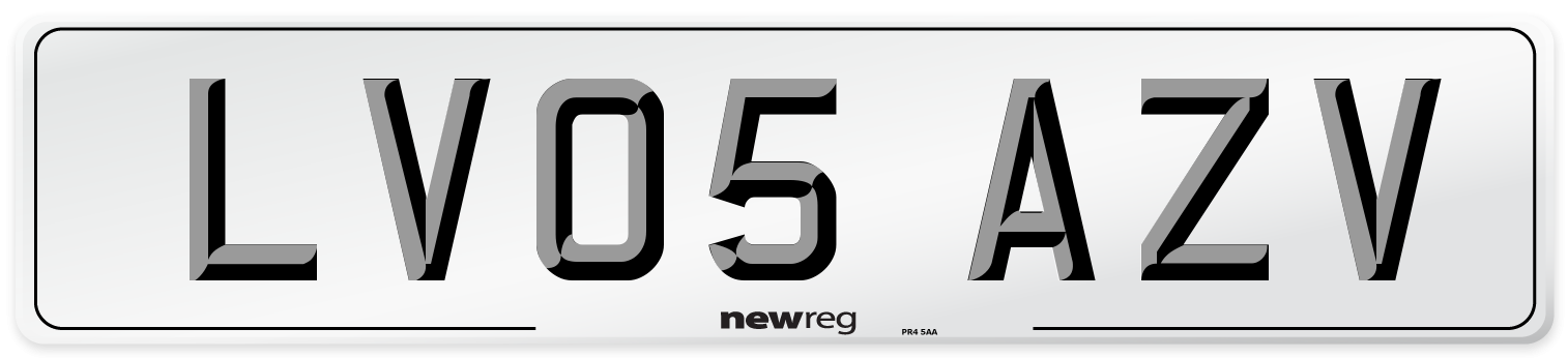 LV05 AZV Number Plate from New Reg